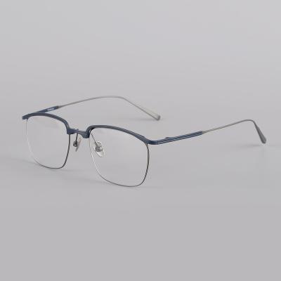 China Mature Style Fashionable Slim Border Shenzhen Glass Box Optical Frames Pure Titanium Rectangular Eyeglasses for sale