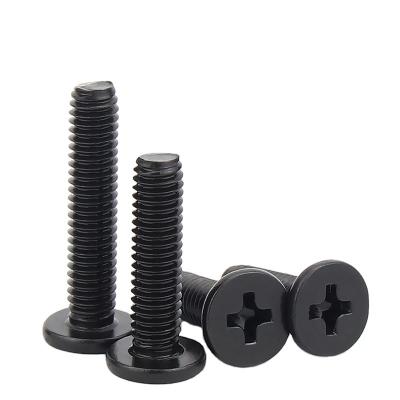 China Pan Black 304 Stainless Steel Thin Cross Flat Head Screw M2.5M3M4M5M6 for sale