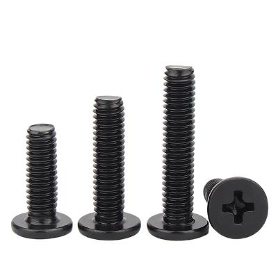 China M2.5M3M4M5M6 Pan Black 304 Stainless Steel Thin Cross Screw Notebook Flat Head Digital Machine Screw for sale