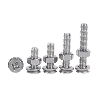 China Pan 304 Stainless Steel Combination Flat Nut Flat Washer Countersunk Countersunk Flat Head Screw Set M2M3M4-M10 for sale