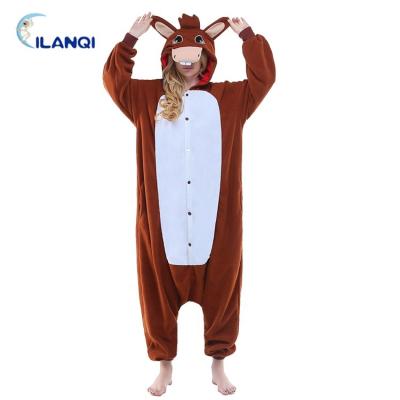 China Wholesale QUICK DRY Breathable Donkey Fleece Adults Animal Women Onesie Pajamas For Gifts Donkey Pajamas For Adult Animals for sale