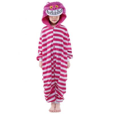 China Children Onesie Costume Cheshire Cat Cartoon Animal Pajamas Polyester Cosplay for Halloween Cosplay Pajamas Kids Cartoon Pajamas for sale