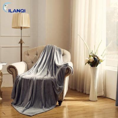 China Gray Knit Polyester Jacquard Coral Velvet Fleece High Quality Soft Anti-pilling Throw Blanket For Sofa Blanket Throw Knit for sale