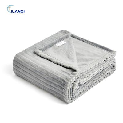 China Popular Single Stripe Flannel Soft Fleece Sofa Cover Blanket PASSIONATE Portable Blanket Travel Blanket for sale