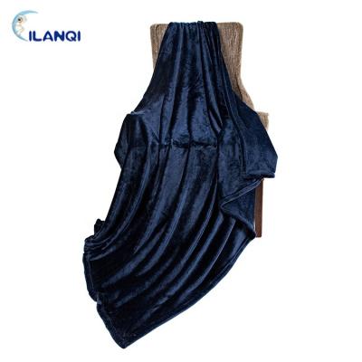 China Anti-pilling Super Soft Knitted Flannel Throw Blanket In Pocket Blue Fleece Blanket Baby Throw Blanket for sale