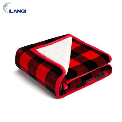 China PASSIONATE Super Soft Warm Rectangular Plaid Double Layer Flannel Sherpa Fleece Throw Blanket For Winter Soft Double Layer Fleece for sale