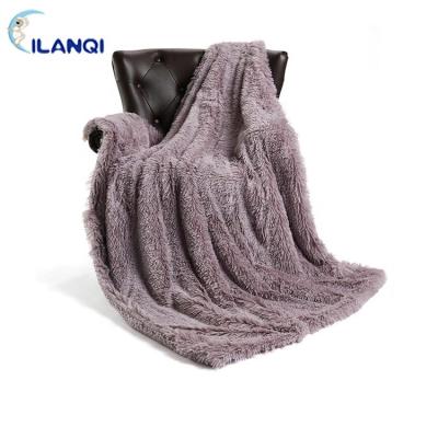 China Sherpa Faux Fur Plush Winter Long Pile Anti-pilling Fluffy Throw Blanket Luxury Soft Warm Throw Blanket for sale