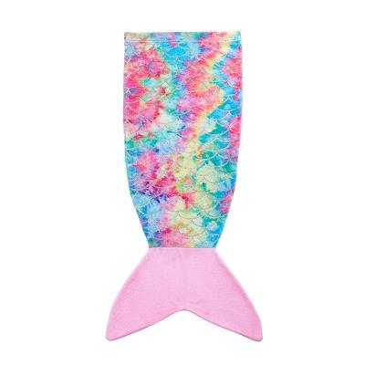 China Wholesale Custom Colorful Logo Sliver Fleece Anti-pilling Mermaid Colorful Fast Warm Wearable Tail Cover Up Adult Mermaid Blanket for sale