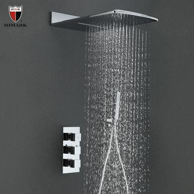 China Without Slide Bar HIMARK Concealed Wall Mounted Smart Thermostatic Bathroom Faucet Waterfall And Rainfall Shower Mixer System for sale