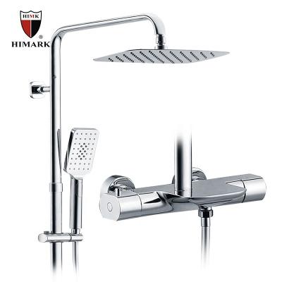 China With HIMARK Manufacturing Chrome Wall Mounted Modern Bathroom Mixer Thermostatic Rain Shower Faucet Set for sale