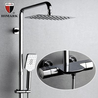 China Without Sliding Bar HIMARK Exposed Modern Brass Thermostatic Bathroom Rain Shower System Set for sale