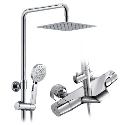 China With HIMARK Slide Bar Modern Bathroom Exposed Shower Faucet Set Wall Mounted Rain Shower Mixer Taps for sale