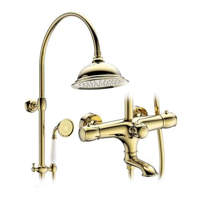 China With HIMARK Sliding Bar Bathroom Exposed 3 Function Shower Faucet Set Wall Mounted Antique Faucet for sale