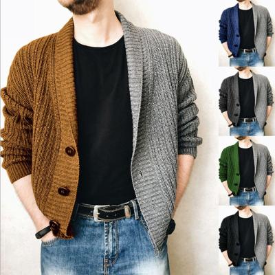 China Wholesale Men's Big Breasted Anti-Wrinkle Single Sleeve Long Cardigan Knitted Quilted Color Sweater Jackets And Coats For Men for sale