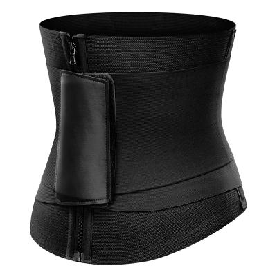 China Antibacterial Waist Trainer Custom Logo Wrap Belt Tummy Slimming Trimmer Shaper Zipper for Women Seamless Waist Cincher Brown&Black&Wine Red for sale