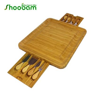 China Extra Large Sustainable Bamboo Board Natural Wood Cheese Board Serving Tray for Spreads, Cookies, Brie, Fruits, Meat and Wine Double Dry for sale