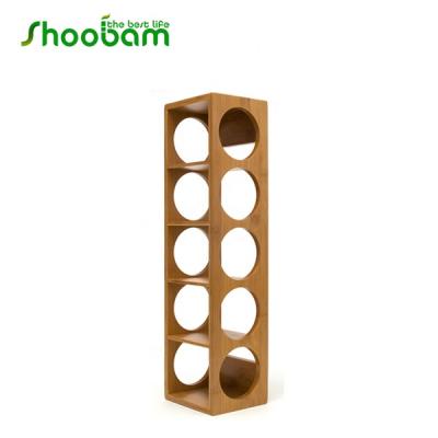 China Sustainable Bamboo Wooden Stackable 5-10 Bottles Wine Rack Stander Shelf for sale