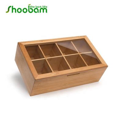 China Sustainable Bamboo Tea Box With Lid Wooden Tea Chest Organizer , Wooden Tea Storage Container for sale