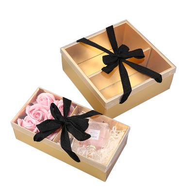 China NOCI Luxury Recyclable OEM Place Mate Hand Birthday Flower Packaging Ribbon Wedding Portable Cardboard Gift Box With Clear Window for sale