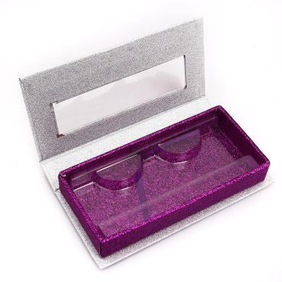 China NOCI Recyclable Customized Printing Empty Purple Magnetic Lash Extension Glitter Rectangular False Eyelash Packaging Box With Clear Window for sale