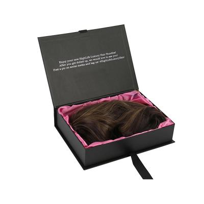 China NOCI Recyclable OEM Logo Embalaje Papel Cajas Ribbon Custom Wig Packaging Magnetic Hard Cardboard Boutique Gift Box With Stain Insert for sale