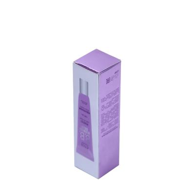 China Recyclable Custom Logo Glossy Purple BB Cream Packaging Paper Box For Cosmetics for sale