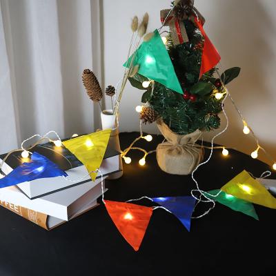 China Indoor Christmas Super Double Sided Glitter Triangle Flag Pennant Banner String Lights Outdoor Christmas Decoration March for sale