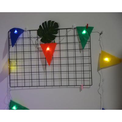 China Indoor Decoration March Super Double Sided Glitter Triangle Flag Pennant Banner Outdoor String Led Waterproof Light for sale