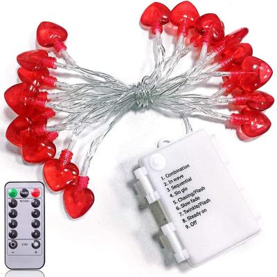 China Battery Operated Decoration Valentine's Day Light Heart Shaped String Party Decorations For Gifts Supplies Outdoor Decor Light for sale