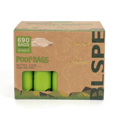 China Sustainable Biodegradable Compostable 690 Bags 46 Rolls Dog Poop Poo Bag for sale