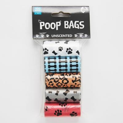 China 100 Sustainable Bags 5 Rolls Dog Convenient Biodegradable Poop Colorful Waste Bags for sale