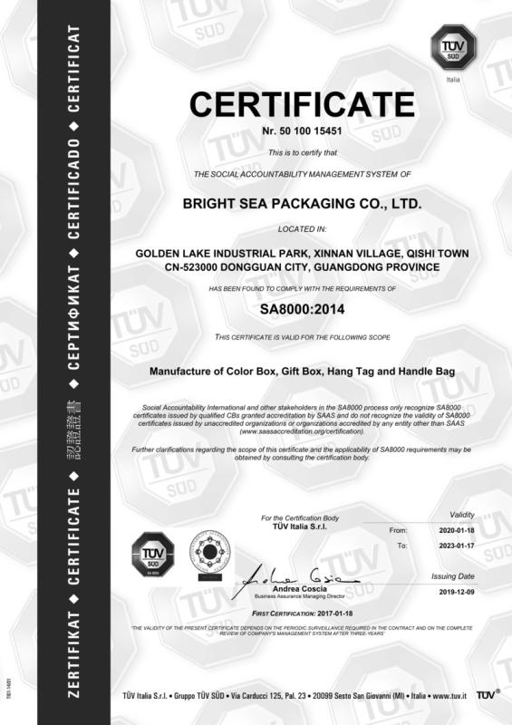 SA8000 - Dongguan Bright Sea Packaging Co., Ltd.