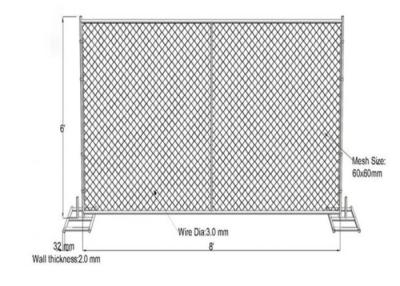 Chine barrière de maille de maillon de chaîne de fil des trous 3.0mm de 60x60mm provisoire pour le marché de l'Australie à vendre