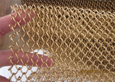 China Durability Aperture Decorative Metal Mesh Drapery Aluminum Coil Mesh In Golden for sale