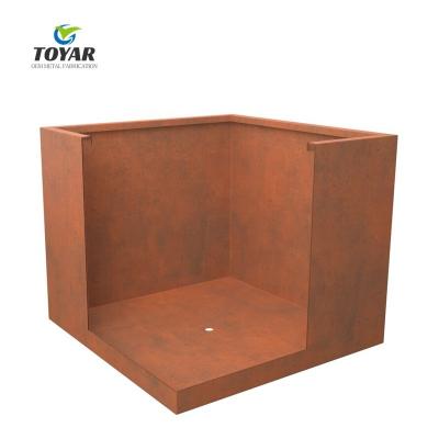 China Minimalist Customized Large Outdoor Corten Steel Planters Garden Plant Flower Pots Box Outdoor Planters for sale