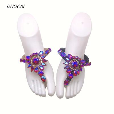 China Factory Hot Sale Wholesale Custom Made PU Rhinestone Jeweled Upper Sandal Shoes Upper for sale