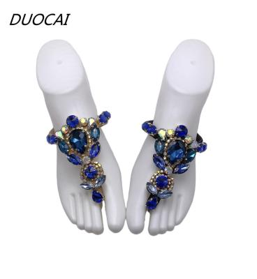 China Factory Hot Sale Wholesale Custom Made PU Rhinestone Jeweled Upper Sandal Shoes Upper for sale