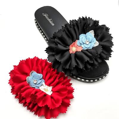 China Fabric Fashion Ladies Shoes Accessories Women Shoes Lace Up Fabric Bow Flower Ornaments for sale