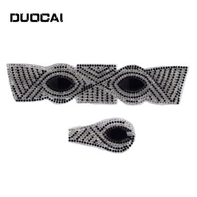 China Flatback Shoes Accessories Diamond Pattern Fabric Upper Rhinestone Transfer Trimming Hot Fix for sale