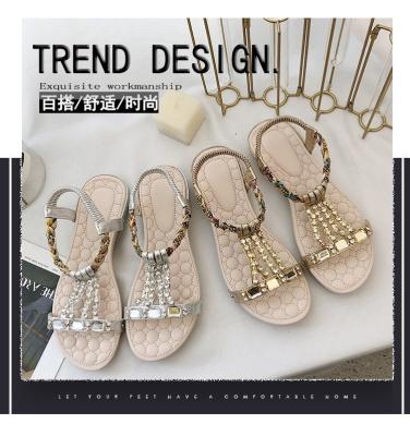 China 2019 China Latest Casual Diamond Flat Durable Cheap Women Wholesale Sandals for sale