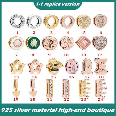 China Vintage S925 Sterling Silver Rose Ladybug Love Pink Fashion Fixed Buckle Beaded DIY Accessories Beads for sale