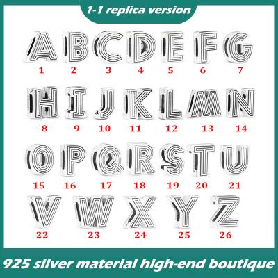 China Vintage 925 Sterling Silver Twenty Six Letter Series Fixed Hanging Buckle DIY Accessories Beaded Beads for sale