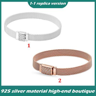 China Vintage S925 Full Diamond Buckle Watch Style Personality Temperament DIY Bracelet Sterling Silver Main Base Strap for sale