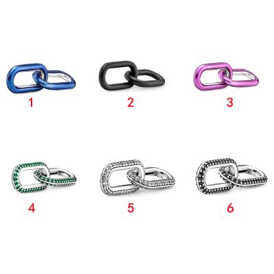 China Vintage JE New Series Matte S925 Sterling Silver Black Shocking Purple Blue Green Gray Pave Chain Double Buckle for sale