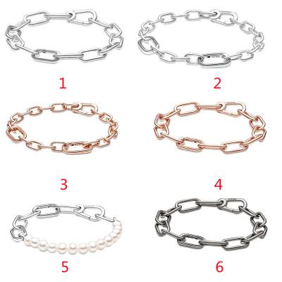 China Vintage New JE Series Freshwater Pearl Bracelet Rose Gold Buckle AB S925 Sterling Silver Chain Bracelet for sale