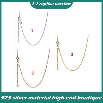 China Vintage Size 925 Sterling Silver Sliding Adjustable Necklace Rose Gold Retractable Necklace Female Sweater Chain for sale