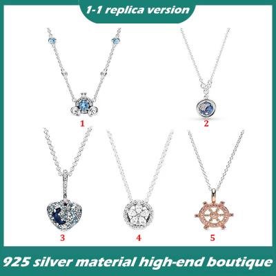 China Vintage 925 Sterling Silver Star and Moon Necklace Cinderella Pumpkin Car Necklace Female Clavicle Chain for sale