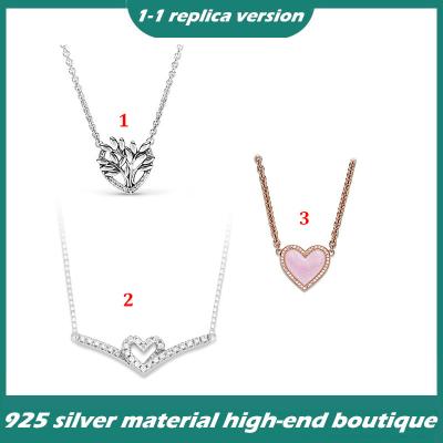 China Vintage S925 Sterling Silver Rose Gold Love Necklace Family Tree Female Clavicle Chain for sale