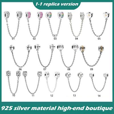 China Vintage 925 Sterling Silver Heart Shaped Star Love Safety Chain or Bracelet Clip for sale