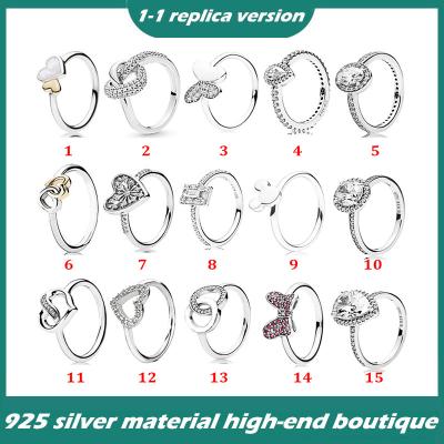 China Vintage S925 Love Heart Minnie Ring Cubic Zirconia Couples Ring Shiny Romantic Heart Connected Heart Ring Sterling Silver for sale